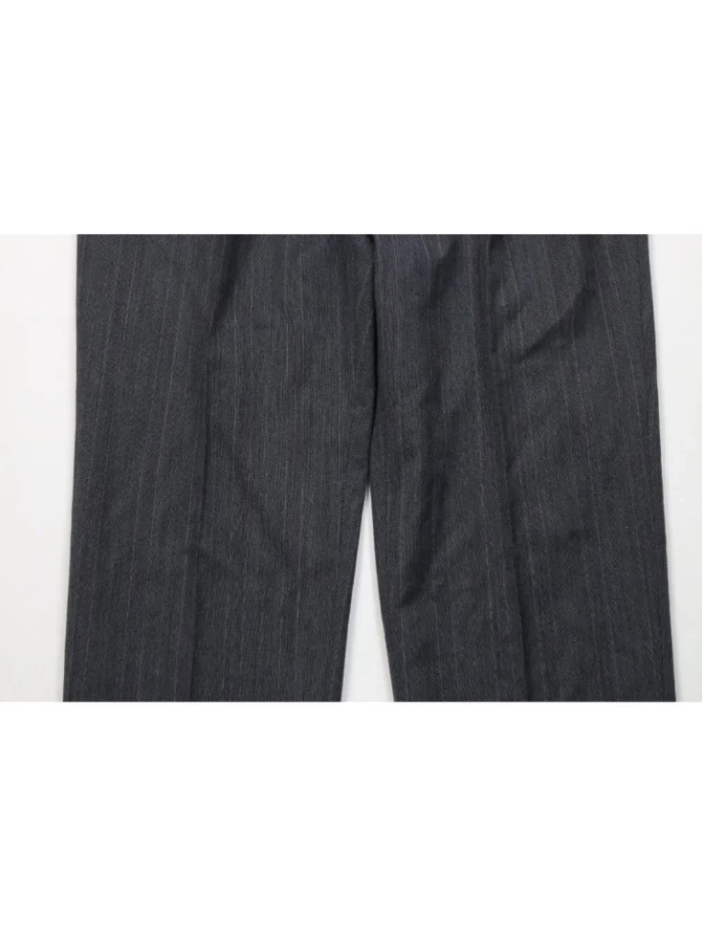 Vtg 80s 90s Mens 44R 2 Piece Wool Double Breasted Suit Striped Wide Leg 38x32